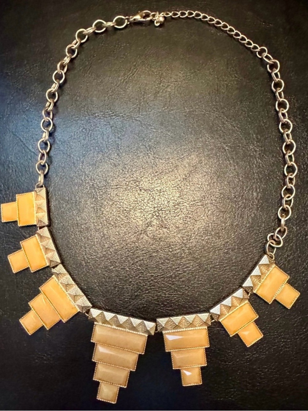 Art deco geometric bib statement Necklace